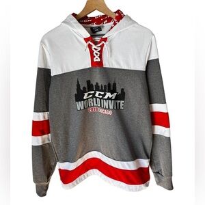 CCM Hockey Men’s World Invite Chicago 2019 Laced Front Hoodie Sz M